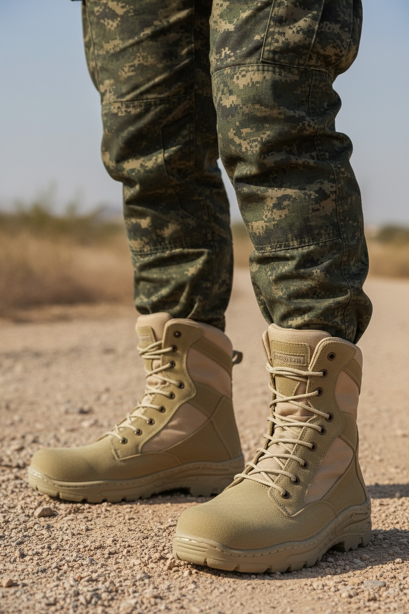 bota tactica de piel gamuza arena  - 7000