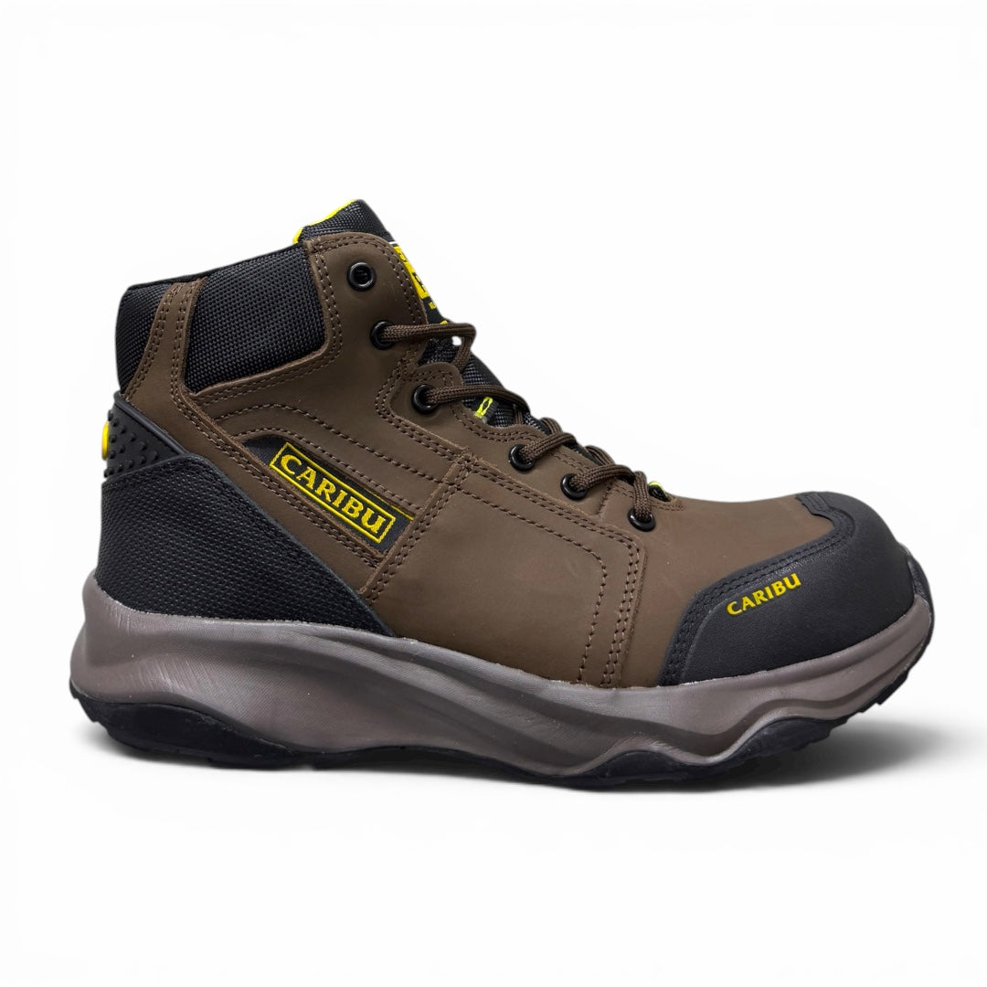 bota Caribu working - piel café / casco suela light