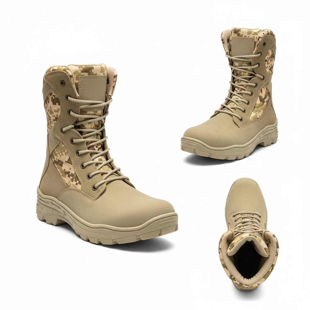 bota tactica de piel gamuza pixel camuflage arena   - 7000
